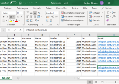 Beispiel für eine Excel-Tabelle