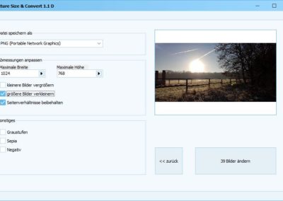 Picture Size & Convert Optionen